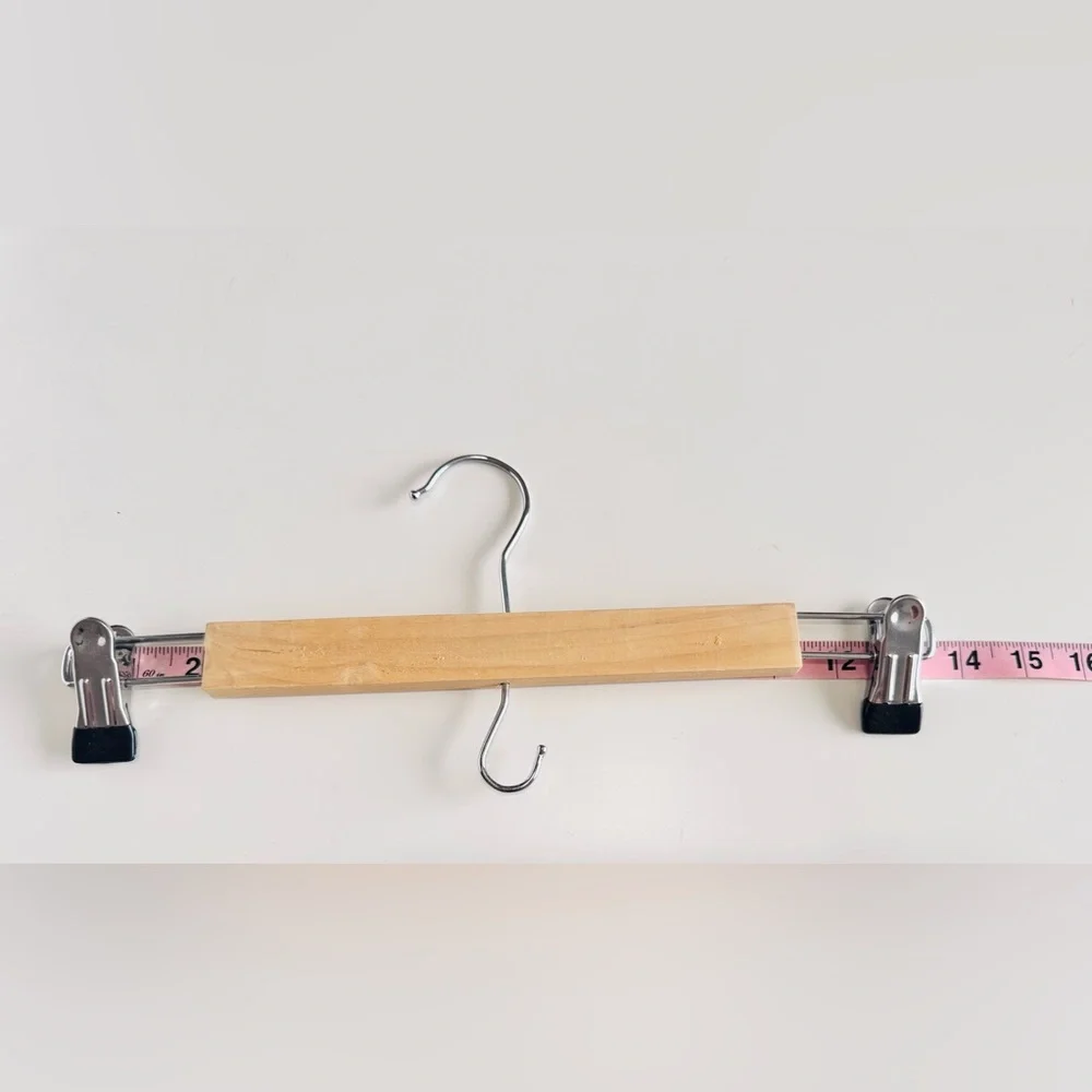 IKEA Tan Wood Pants Hanger w Metal Clips Clamps & Hook